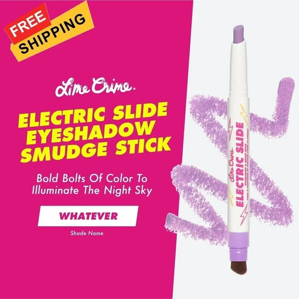 (3) Lime Crime Electric Slide Eyeshadow & Brush Stick Whatever NEW NIB Set Bundl
